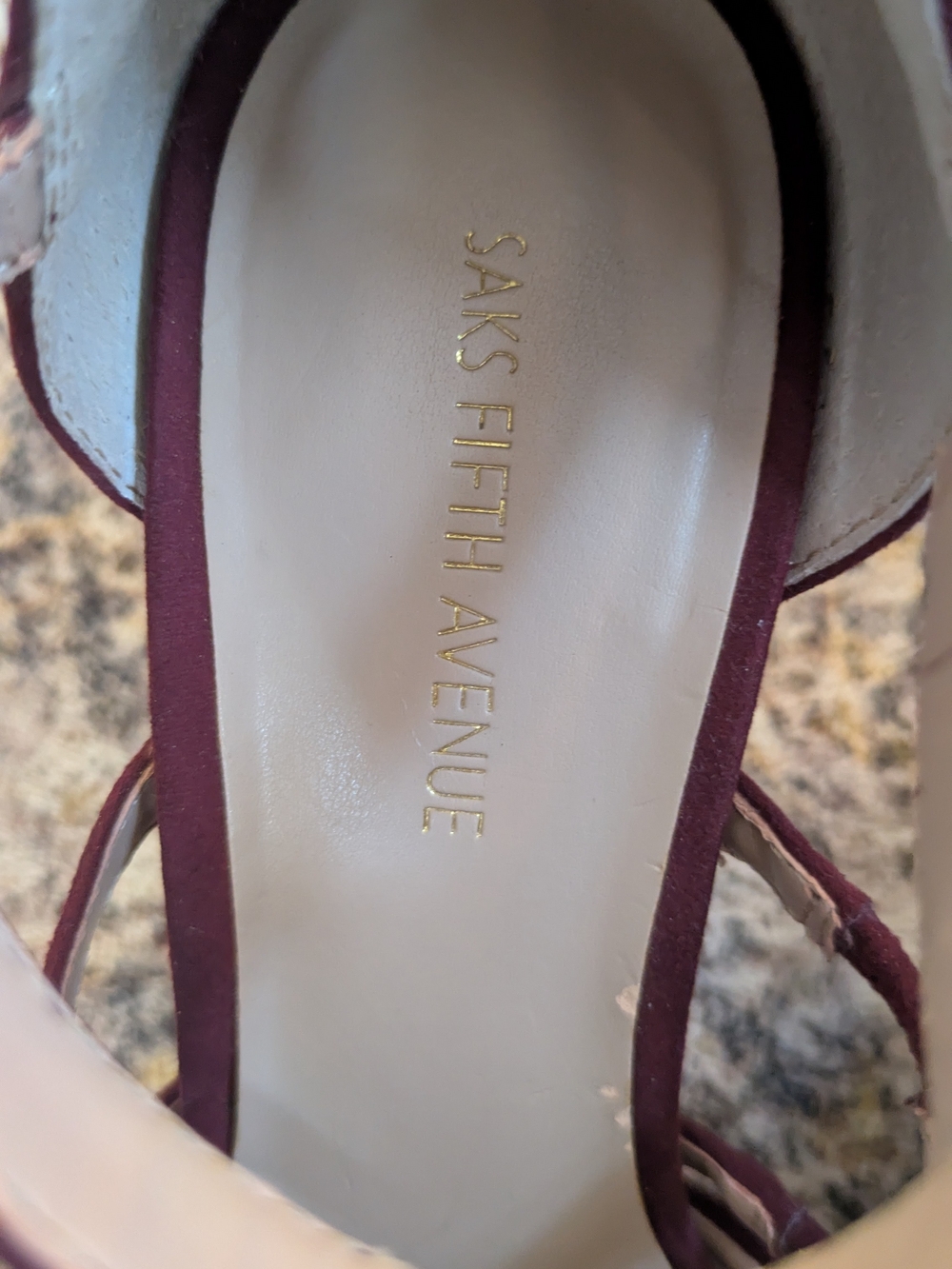 Saks Fifth Avenue Burgundy Suede Strappy Pumps Pointed Toe Heel Size 7.5 - Picture 6 of 10